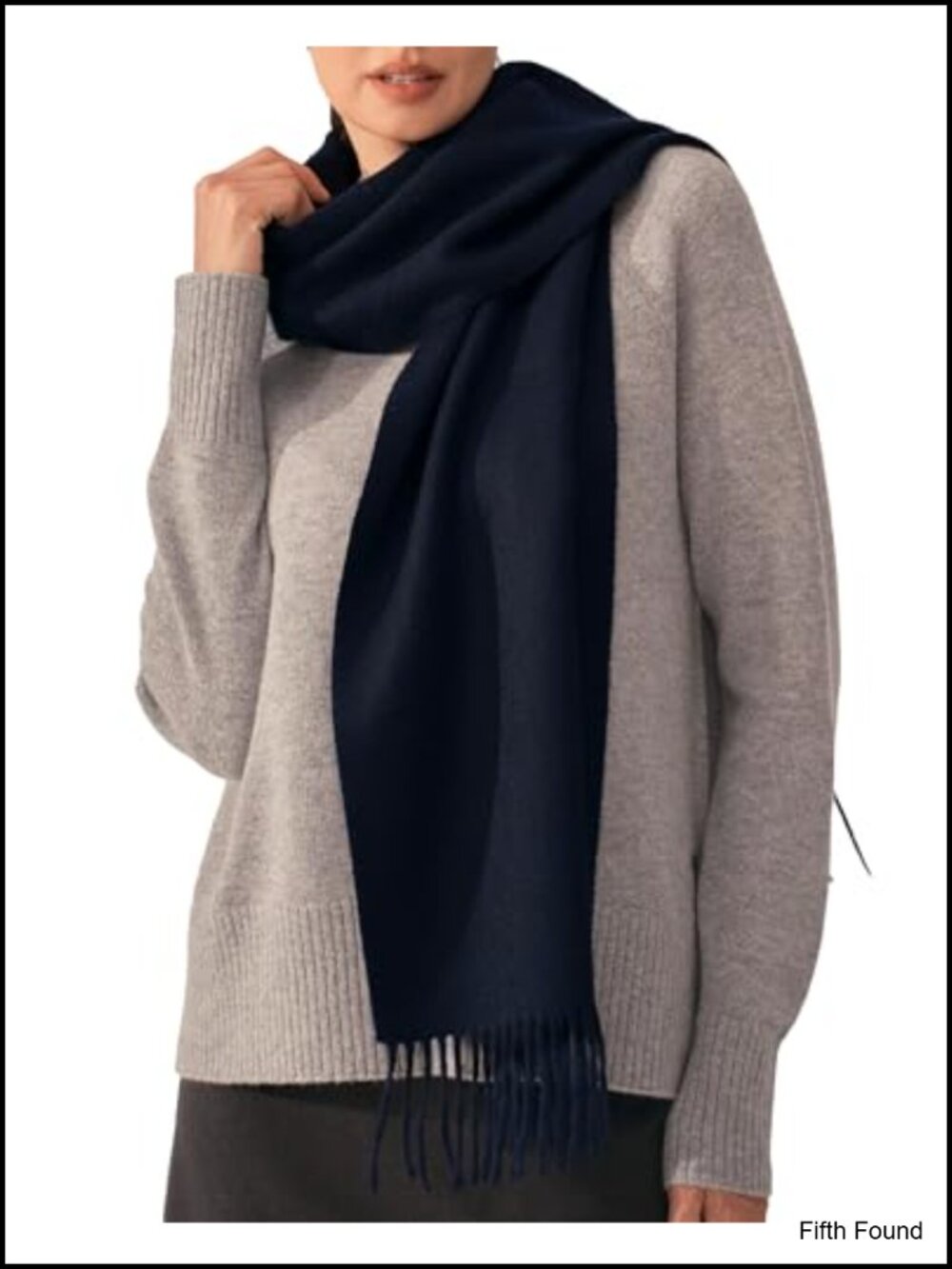 100% Pure Cashmere Woven Scarf Fringed Edges Lightweight Warm